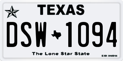 TX license plate DSW1094