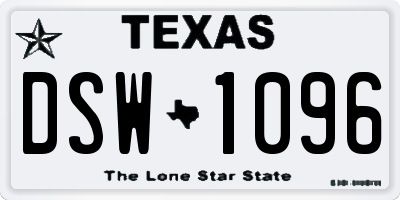 TX license plate DSW1096