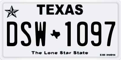 TX license plate DSW1097