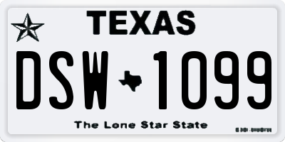 TX license plate DSW1099