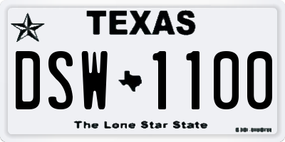 TX license plate DSW1100