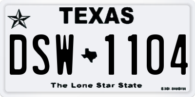 TX license plate DSW1104
