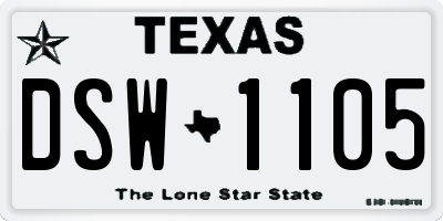TX license plate DSW1105