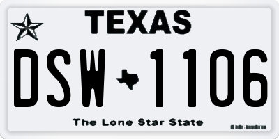 TX license plate DSW1106