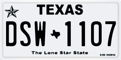 TX license plate DSW1107