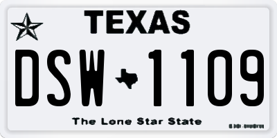 TX license plate DSW1109