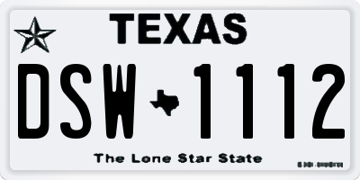TX license plate DSW1112