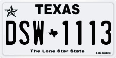 TX license plate DSW1113