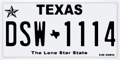 TX license plate DSW1114