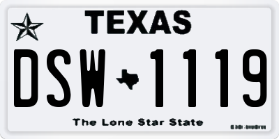 TX license plate DSW1119