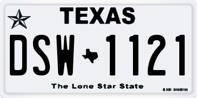 TX license plate DSW1121