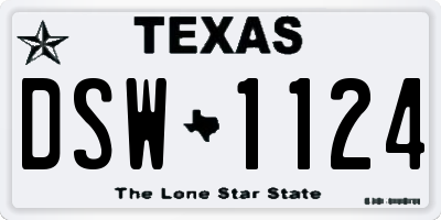 TX license plate DSW1124