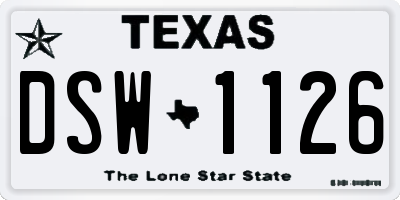 TX license plate DSW1126