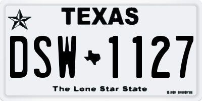 TX license plate DSW1127