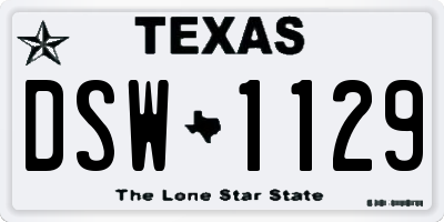 TX license plate DSW1129