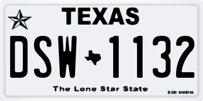 TX license plate DSW1132