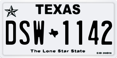 TX license plate DSW1142