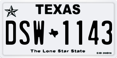 TX license plate DSW1143