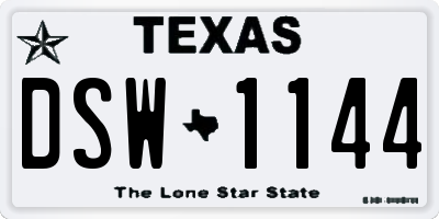 TX license plate DSW1144