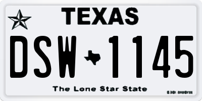 TX license plate DSW1145