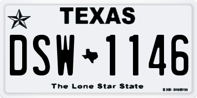 TX license plate DSW1146