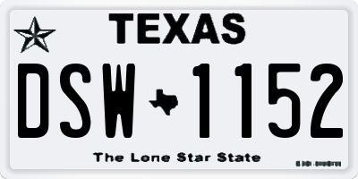 TX license plate DSW1152
