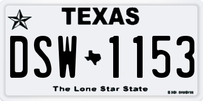 TX license plate DSW1153