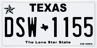 TX license plate DSW1155