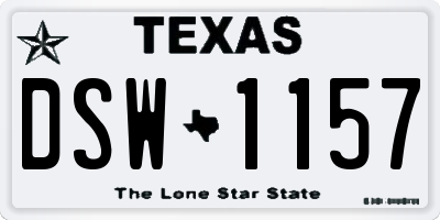 TX license plate DSW1157