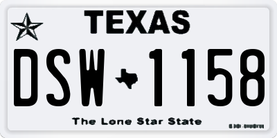 TX license plate DSW1158
