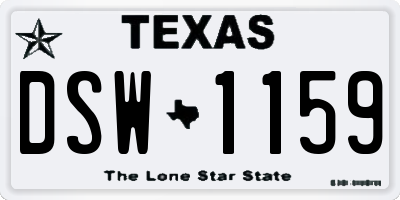 TX license plate DSW1159