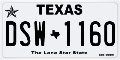 TX license plate DSW1160