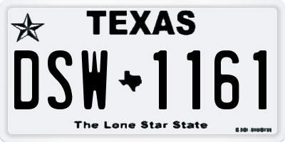 TX license plate DSW1161