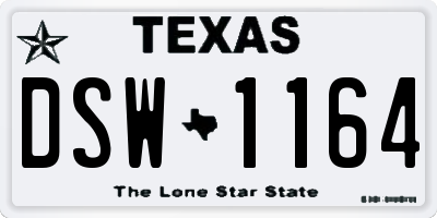 TX license plate DSW1164