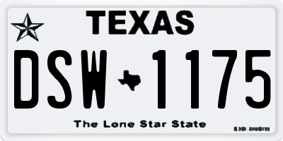 TX license plate DSW1175