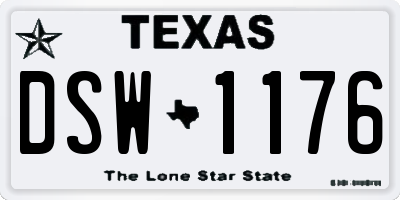 TX license plate DSW1176