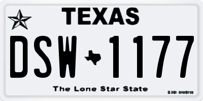 TX license plate DSW1177