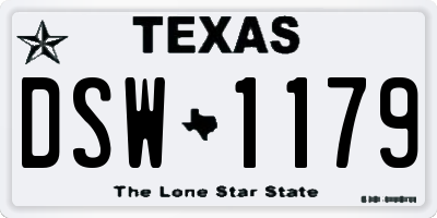 TX license plate DSW1179