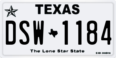 TX license plate DSW1184