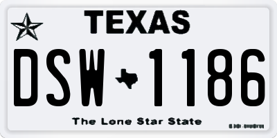 TX license plate DSW1186