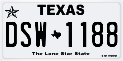 TX license plate DSW1188