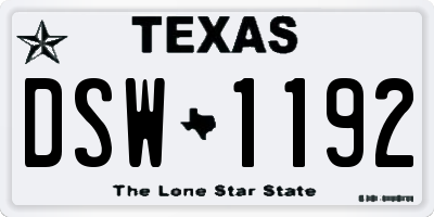 TX license plate DSW1192