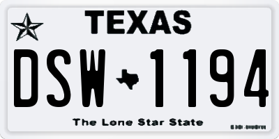 TX license plate DSW1194