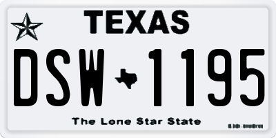 TX license plate DSW1195