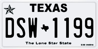 TX license plate DSW1199
