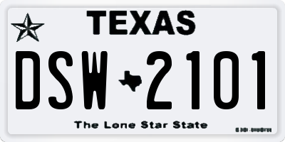 TX license plate DSW2101
