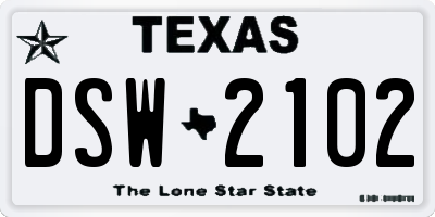 TX license plate DSW2102