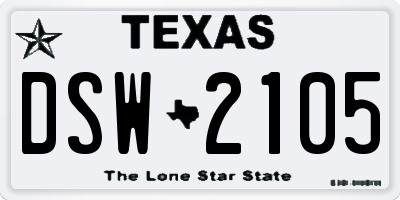 TX license plate DSW2105