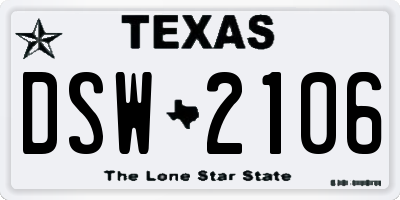 TX license plate DSW2106