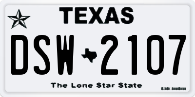 TX license plate DSW2107